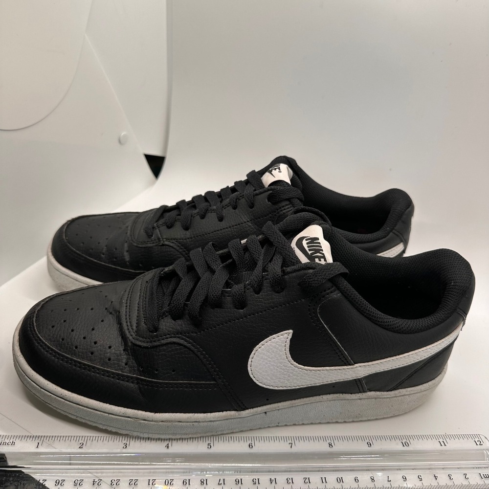 Nike Court Vision Low Sneakers Black White Leather Athletic Sneaker Shoes 10.5 - Picture 7 of 12